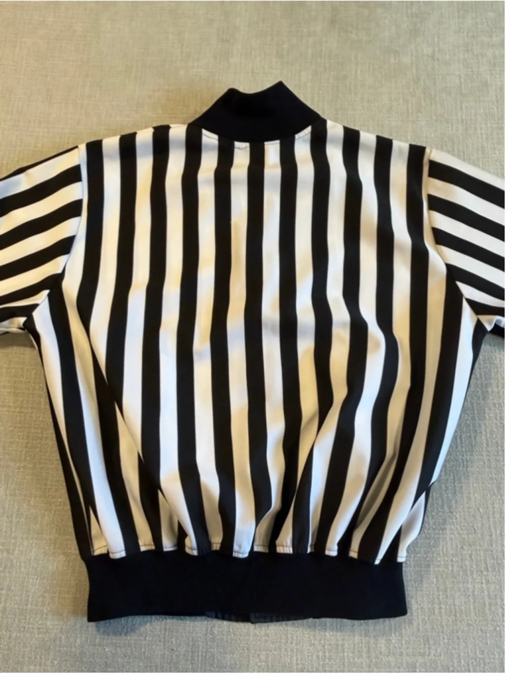 Honig's Referee Jacket Black White Striped Snap Button Closure large up Pockets
